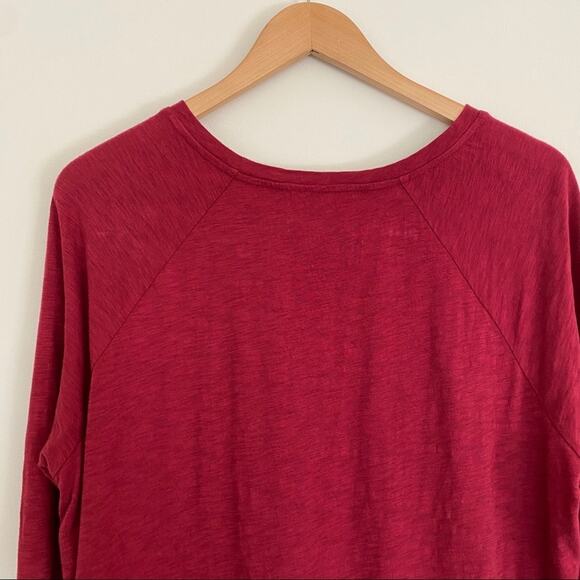 Two By Vince Camuto blouse semi sheer red plaid crew side zip holiday size M - Picture 6 of 10